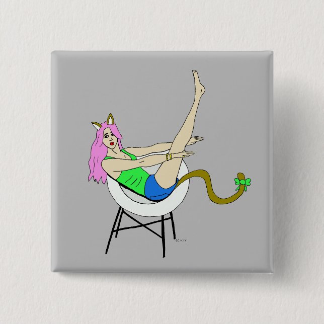 catgirl 2 inch square button (Front)