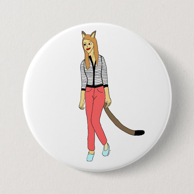 catgirl 3 inch round button (Front)