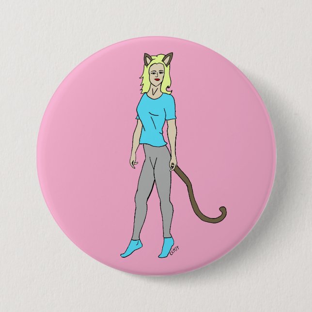 catgirl 3 inch round button (Front)