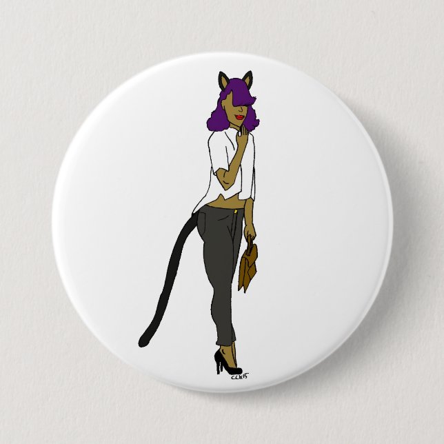 catgirl  3 inch round button (Front)