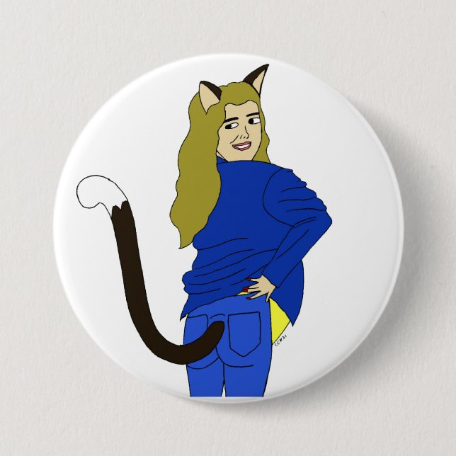 catgirl   3 inch round button (Front)