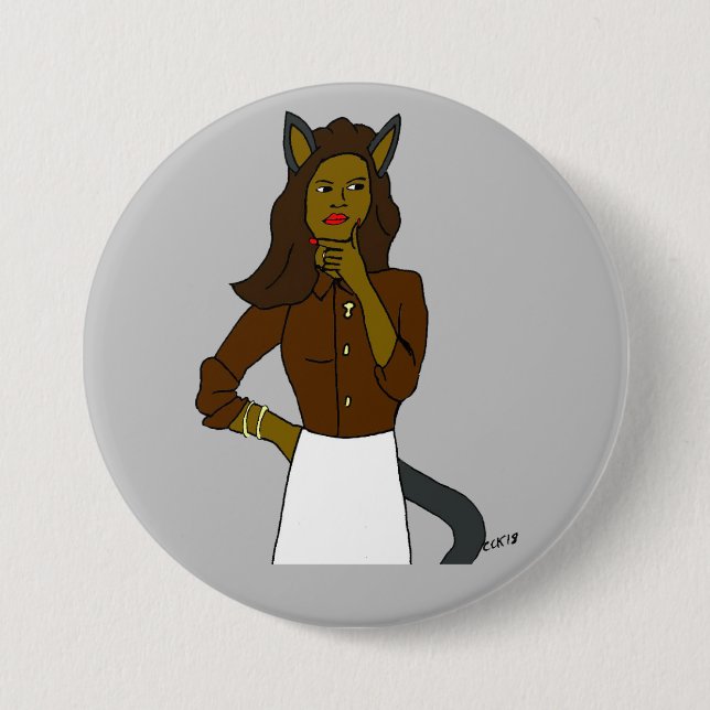 catgirl  3 inch round button (Front)