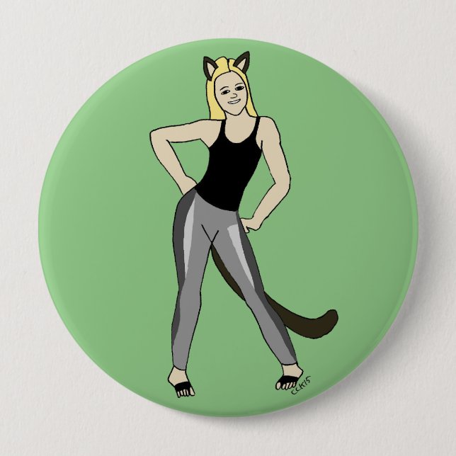 catgirl   4 inch round button (Front)