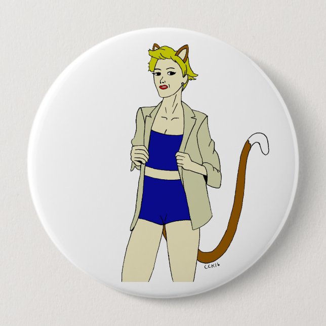 catgirl   4 inch round button (Front)