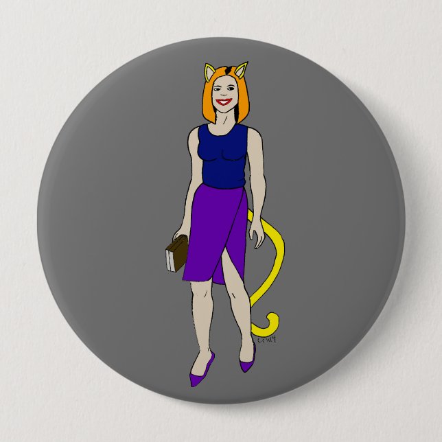 catgirl 4 inch round button (Front)
