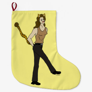 catgirl button large christmas stocking