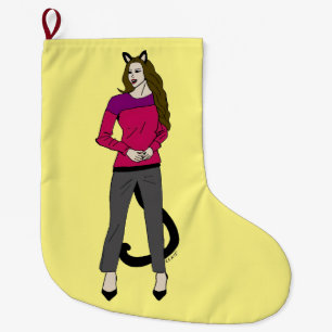 catgirl button large christmas stocking