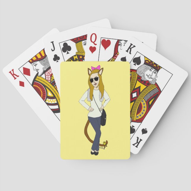catgirl  button playing cards (Back)