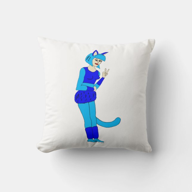 catgirl button throw pillow (Front)