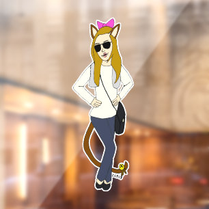 catgirl button window cling
