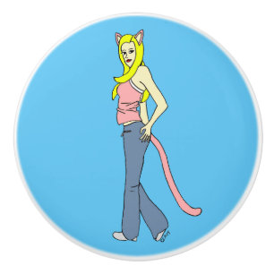 catgirl   ceramic knob