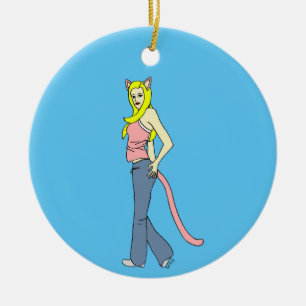 catgirl  ceramic ornament