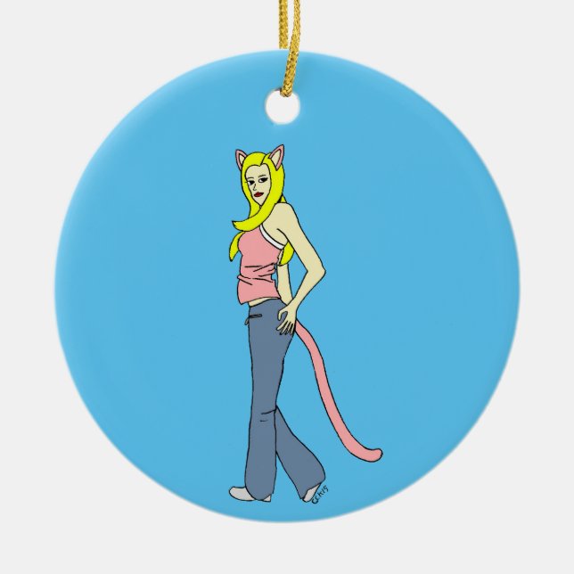 catgirl  ceramic ornament (Front)