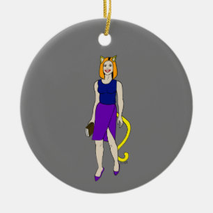 catgirl ceramic ornament