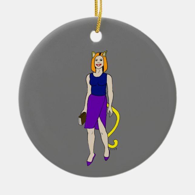 catgirl ceramic ornament (Front)