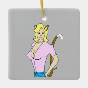 catgirl ceramic ornament