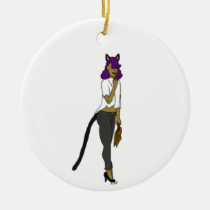 catgirl ceramic ornament