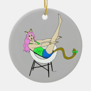 catgirl ceramic ornament
