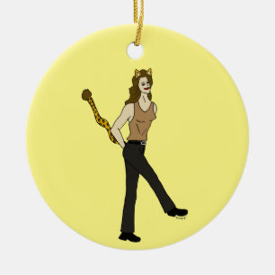 catgirl     ceramic ornament