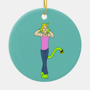 catgirl     ceramic ornament