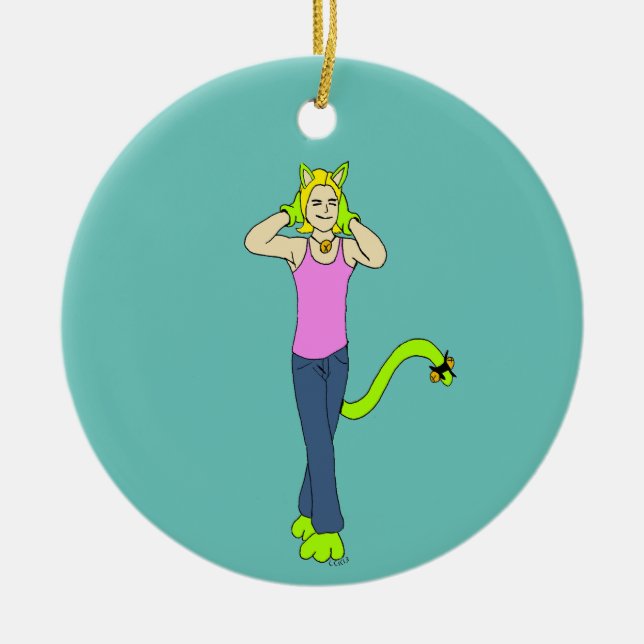 catgirl     ceramic ornament (Front)