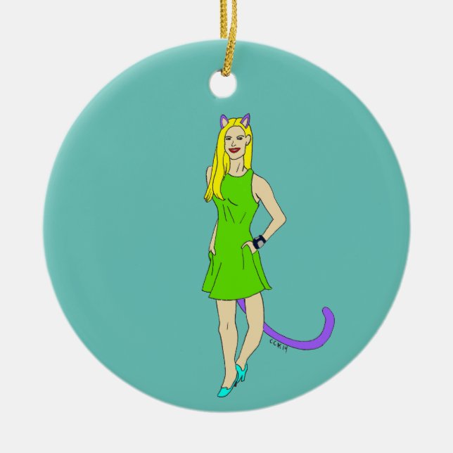 catgirl     ceramic ornament (Front)