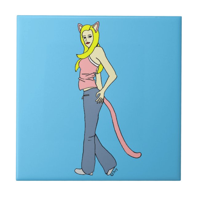 catgirl ceramic tile (Front)
