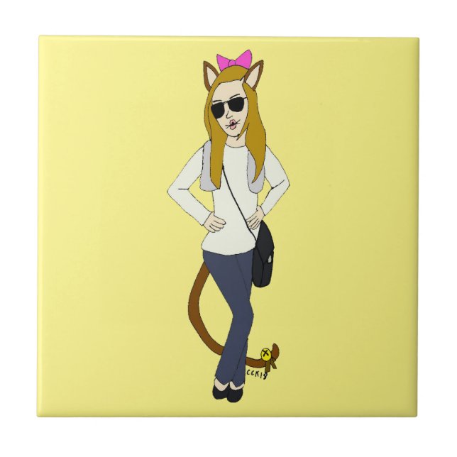 catgirl  ceramic tile (Front)