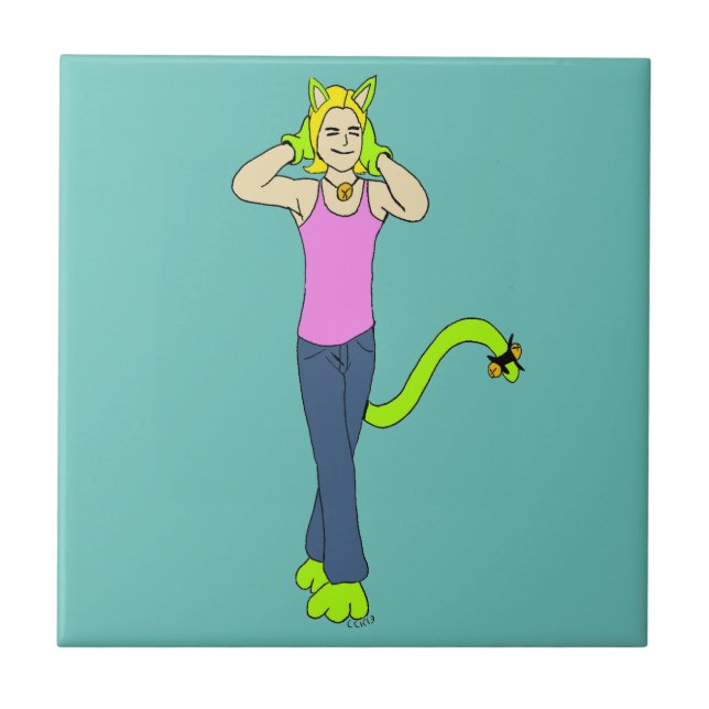 catgirl  ceramic tile (Front)