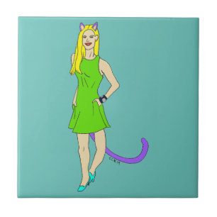 catgirl ceramic tile