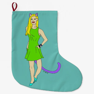 catgirl large christmas stocking
