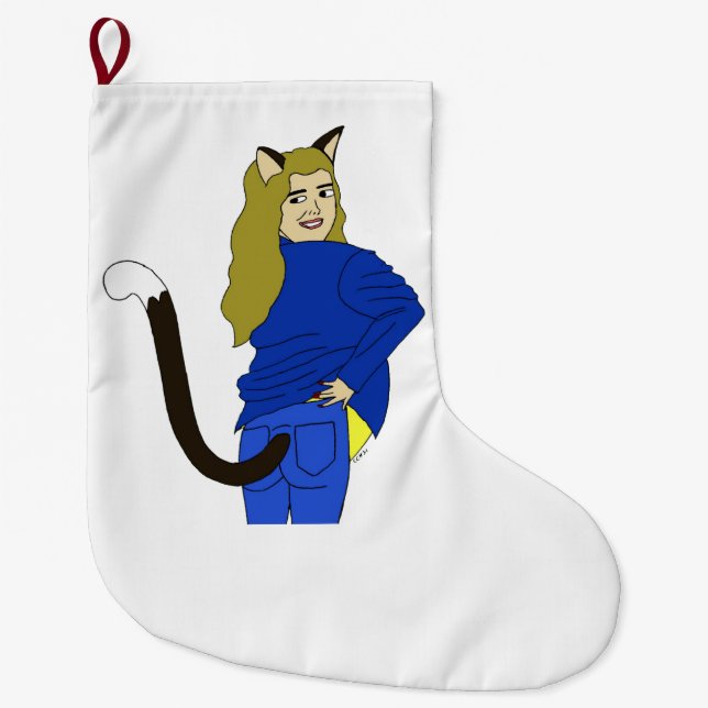 catgirl   large christmas stocking (Front)