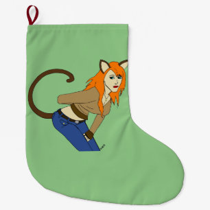 catgirl large christmas stocking