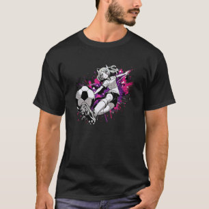 Catgirl Soccer Player On Pitch Fun Kemonomimi Spor T-Shirt