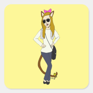 catgirl square sticker