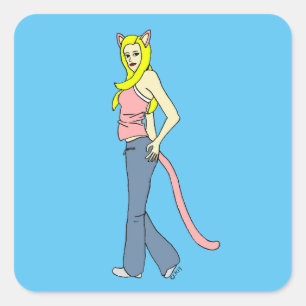 catgirl square sticker
