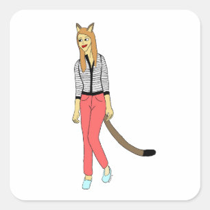 catgirl square sticker