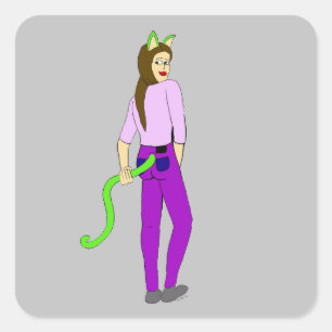 catgirl square sticker