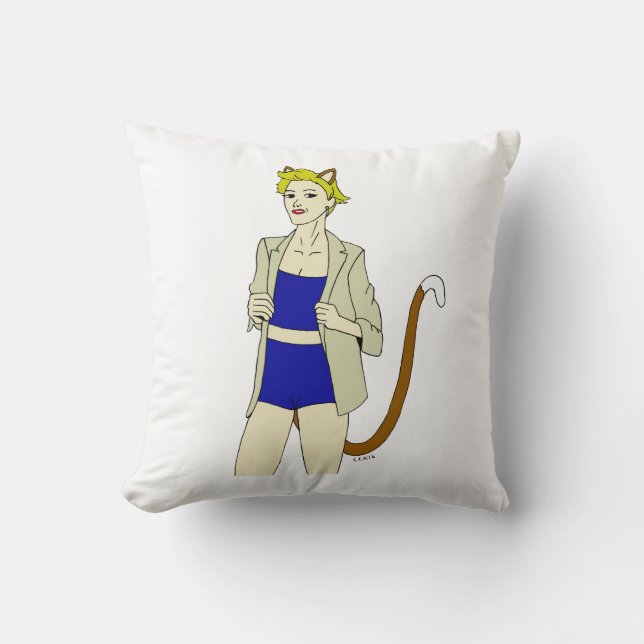 catgirl   throw pillow (Front)