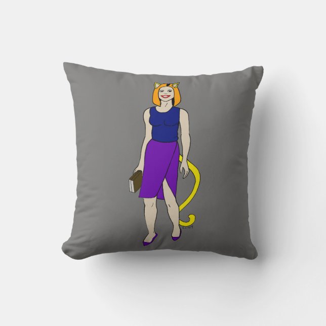catgirl throw pillow (Front)