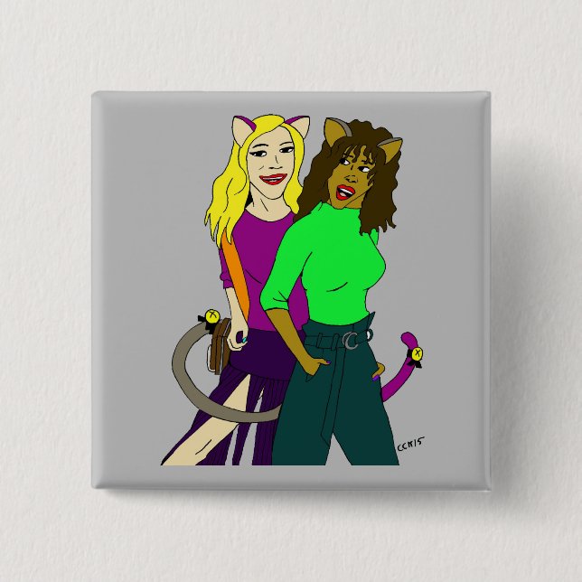 catgirls 2 inch square button (Front)