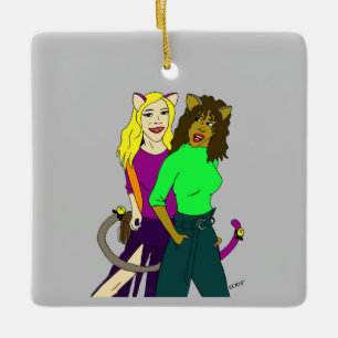catgirls    ceramic ornament