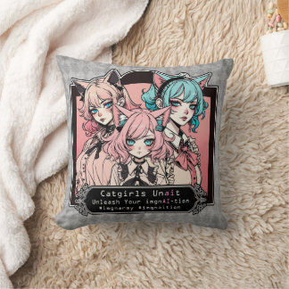Catgirls Unait Throw Pillow