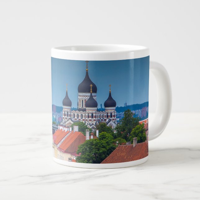 Cathedral and Cityscape | Estonia Large Coffee Mug (Front Right)