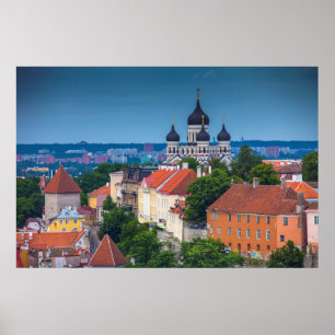 Cathedral and Cityscape Estonia Poster