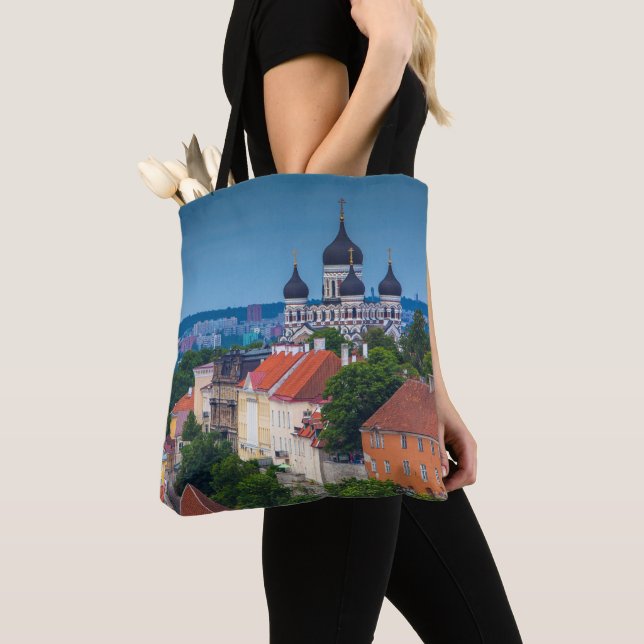 Cathedral and Cityscape | Estonia Tote Bag (Close Up)