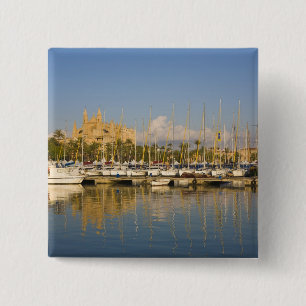Cathedral and marina, Palma, Mallorca, Spain 2 Inch Square Button