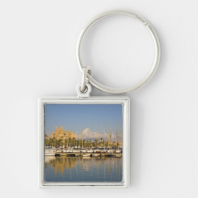 Cathedral and marina, Palma, Mallorca, Spain Keychain (Front)