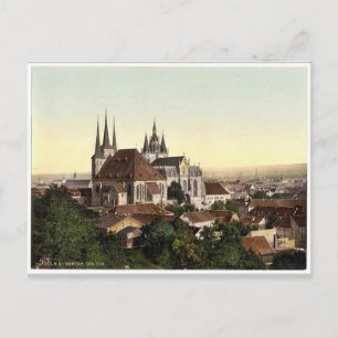 Cathedral and picture of Mary, Erfurt, Thuringia, Postcard
