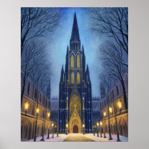 Cathedral at Night Poster
